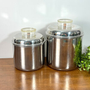 Vintage Set of 2 Revere Ware 1801 Stainless Steel Nesting Canisters